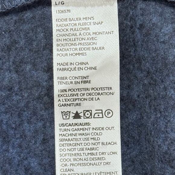Eddie Bauer Men's Radiator Fleece Snap-Front Pullover‎ NWT Navy Heather sz Large - Picture 7 of 11